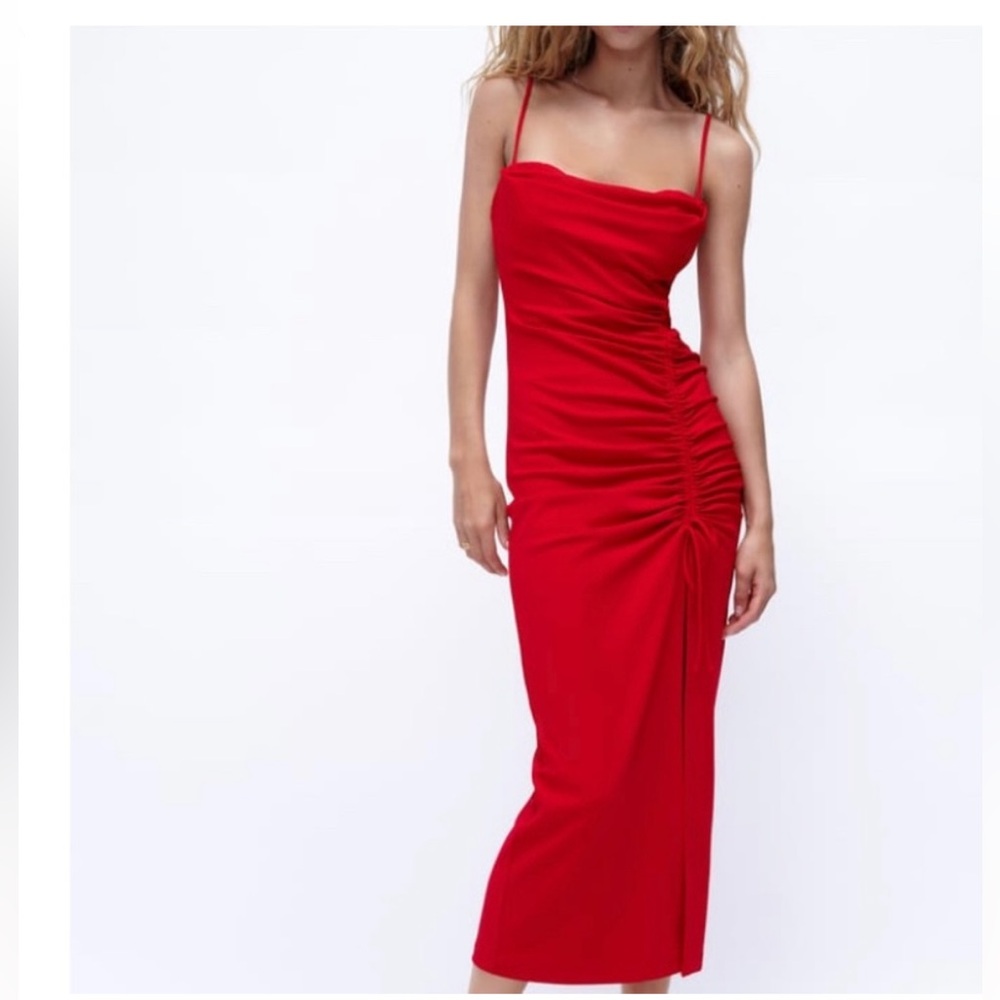 ZARA RED MIDI DRESS